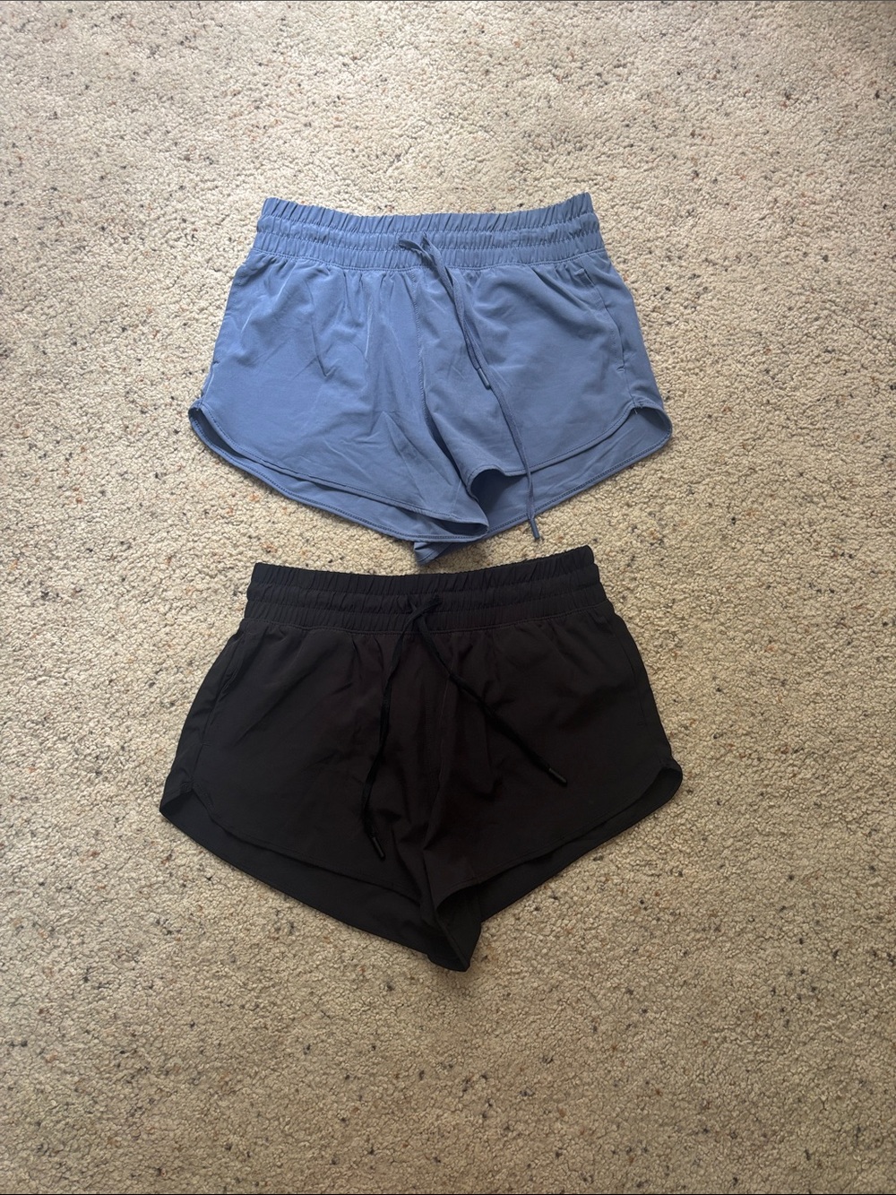 Women’s High Waisted Running Shorts - Blue and Black